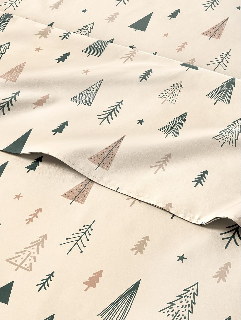 Twin Christmas Tree Sheet Set - Holiday Xmas Pattern Bedding Set - Deep Pockets - Snug Fit - 3 Piece - Wrinkle Free & Easy Care - Comfy Festive Winter - Holiday Sheets for Women, Men, Kids and Teens Image