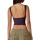 QINSEN Women's Sexy Open Back Sleeveless Crop Tank High Neck Slim Fit Cropped Tee Shirt Y2k Tops