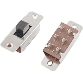 uxcell 5 Pcs On/Off/On 3 Position DPDT 2P3T PCB Panel Slide Switch 6A/125V 3A/250V AC
