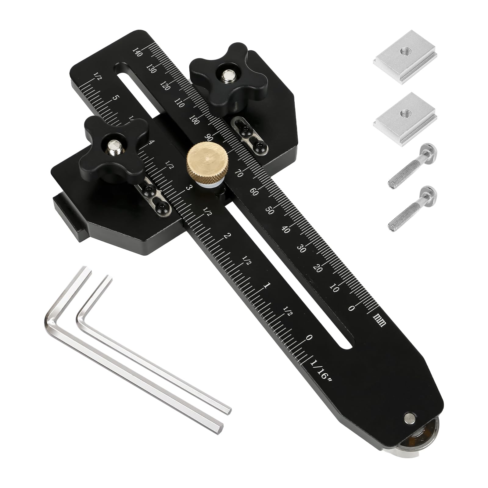 Thin Rip Jig Table Saw Jig Guide, Aluminum Alloy Extended Fast Thin Ripping Guide Adjustable Positioning Fixing Tool for Table Saw Band Saw Router for 3/8" x 3/4" T Slot (Black, 1PC)