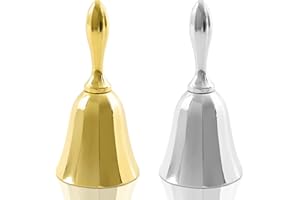 LUEYAO Hand Bell Pleasant Sound Zinc Alloy Call Bell for Alarm Service Pet Training Christmas Gold/Silver 2 PCS