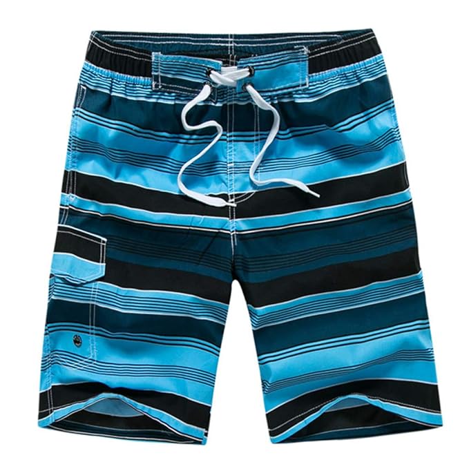 iYmitz Männer Beachshorts Drucken Strandtasche Beiläufige Streifen Schwimmen Lose Kurze Hosen Sweatpants Boardshorts Badeshor