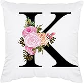 BitKan Initial Pillow Covers 18x18 - Monogram K Pillow Cover, Initial Letter Throw Pillow Cover, Monogram Pillow Case K, Monogrammed Gifts for Women, K Initial Gifts for Women/Girls/Grammy/Mom
