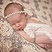 RQJ Baby Soft Rhinestone Elastic Headband Props Infant Pearl Headwrap Handcraft Halo Beaded Crystal Pearl Wreath with Diamante Flower Crown for Newborn