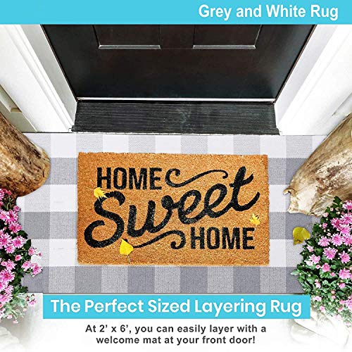 Buffalo Plaid Check Rug Runner Grey 2' x 6' Plaid Farmhouse Gray Runner