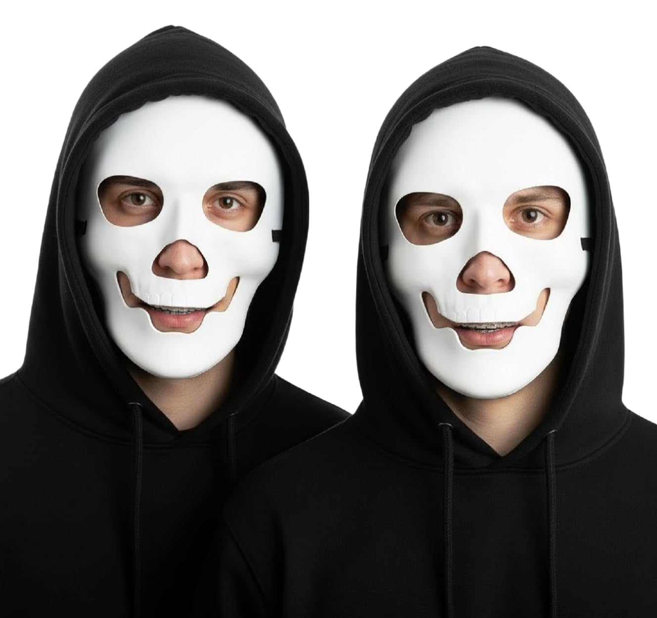 Komonee 2 x Halloween Mask Skull White Costume Adult Outfit Scary Spooky Horror Party Face Fancy Dress Cosplay For Men Women (HM13)