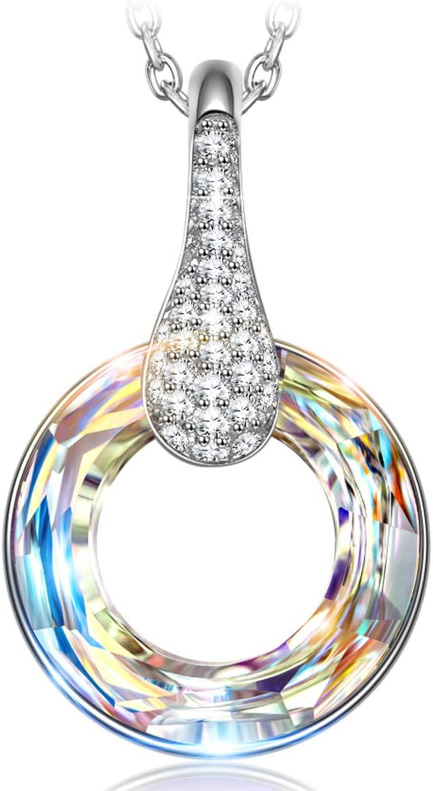Kate Lynn Earrings Necklaces for Women ✦Aurora Borealis✦ Dangle Earrings 925 Sterling Silver Chain Necklace Pendant Crystals from Swarovski Jewelry Gifts with Gift Box