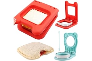 QUIXLEEN 2PCS Sandwich Cutter and Sealer,Sandwich Maker for Making Lunchtime Easier,Circle and Square Shaped Crustless Sandwichs Cutter and Sealer Lunchbox Accessories