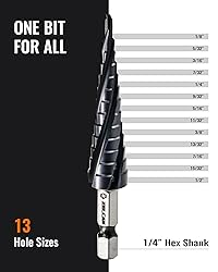 ZELCAN 13 Sizes M35 Cobalt Step Drill Bit, 1/8" to