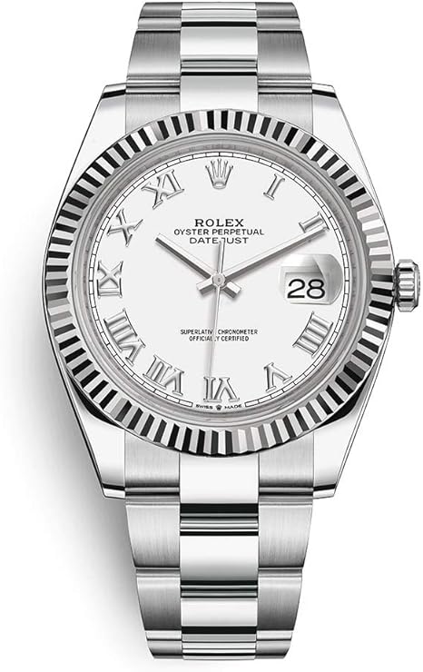 Rolex Datejust 41 Stainless Steel and White Gold/Oyster Bracelet / 126334-0023 / White Roman Dial