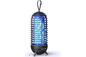 JUSENWDSL Cordless Bug Zapper Outdoor Rechargeable 2 in 1 Wireless Mosquito Killer Lamp 2500mAh Bug Zapper Electric Trap Ideal Fly Zapper Indoor for Patio, Home, Backyard, Yard, Garden, Campsite (Black)