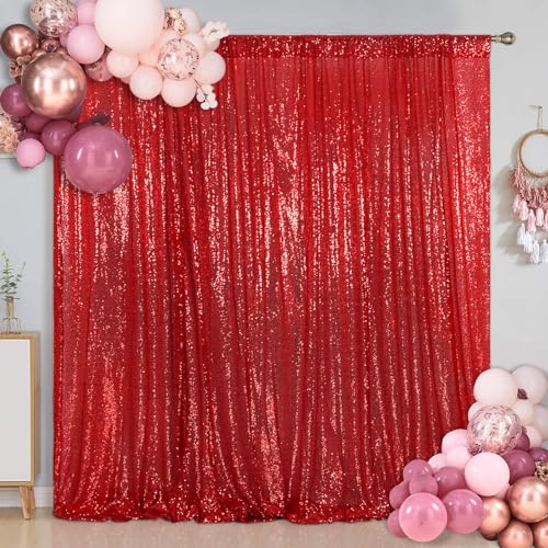 Sequin Backdrop Curtain Red 6FT x 8FT