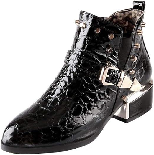 black patent studded boots