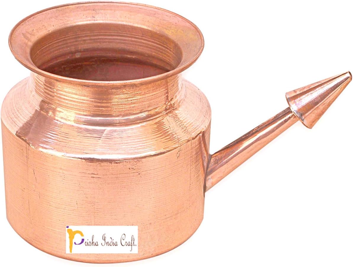 Prisha India Craft Copper Neti Pot for Sinus Irrigation Capacity