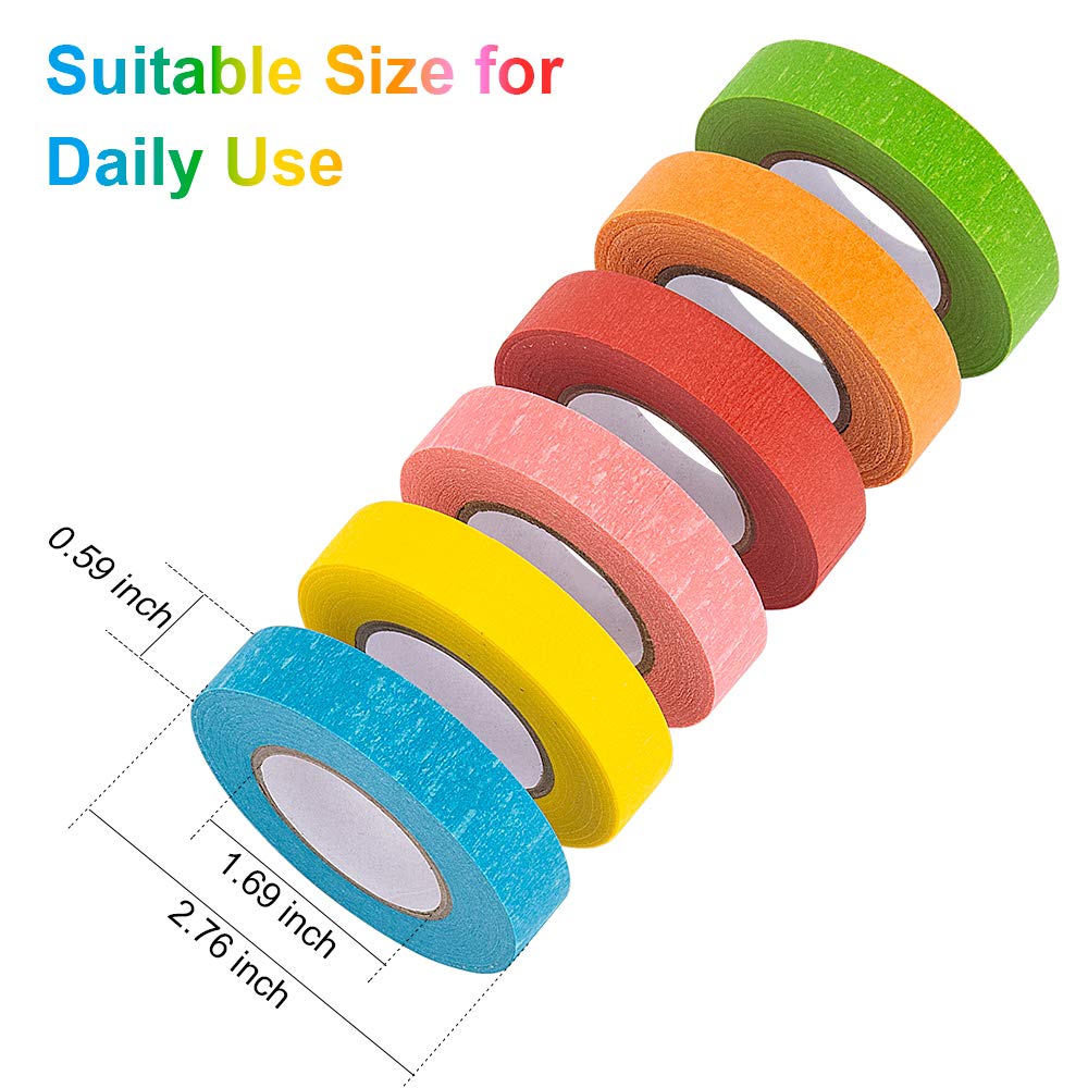 Colored Masking Tape, 6 Rolls of 21.87 Yards×0.59 Inch Crafts Labeling Paper Tape, Colorful Marking Painters Tape for DIY Art Supplies, Home Decoration, Office or Teaching Supplies, Classification.: Industrial & Scientific