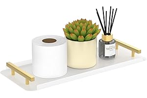 ZGJWJYUU Toilet Tank Tray with Handles, Metal Gold Toilet Paper Basket - Bathroom Counter Storage Tray for Bathroom & Kitchen Table - Bathroom Tray -Decorative Tray for Living Room & Cosmetic