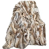 Real Fur Blanket Throw for Couch Tan Fur Throw Blanket Fuzzy Fluffy Super Soft Furry Plush Decorative Comfy Shag Thick Sherpa Shaggy Throws and Blankets for Sofa, Bed, 76x80 inches