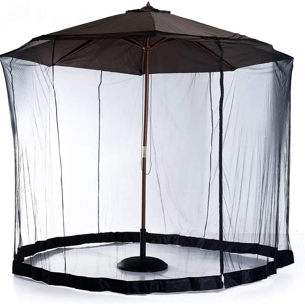Amazon Com Yong 9 11ft Patio Umbrella Bug Screen Patio Umbrella Mosquito Netting With Zipper Door Polyester Netting Fits 11ft Umbrellas And Patio Tables 335cm220cm Black Sports Outdoors