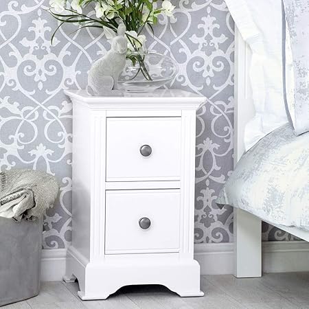 The Furniture Outlet Banbury White Painted Small Bedside Table Amazon Co Uk Kitchen Home