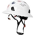 Aolamegs Safe Carbon Fiber Pattern Full Brim Hard Hat with Visor-OSHA Approved Construction Safety Helmet for Men Women,ANSI Z89.1 Vented Reflective Hardhat with Hard Hat Chin Strap,6-Point Suspension