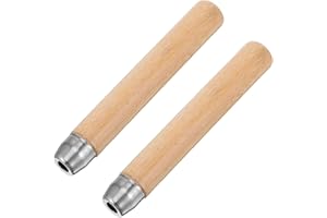 DIYEAH 2pcs Ergonomic Wooden Handle for Files and Chisels Solid Wood Grip with Round Hole Replacement Wood