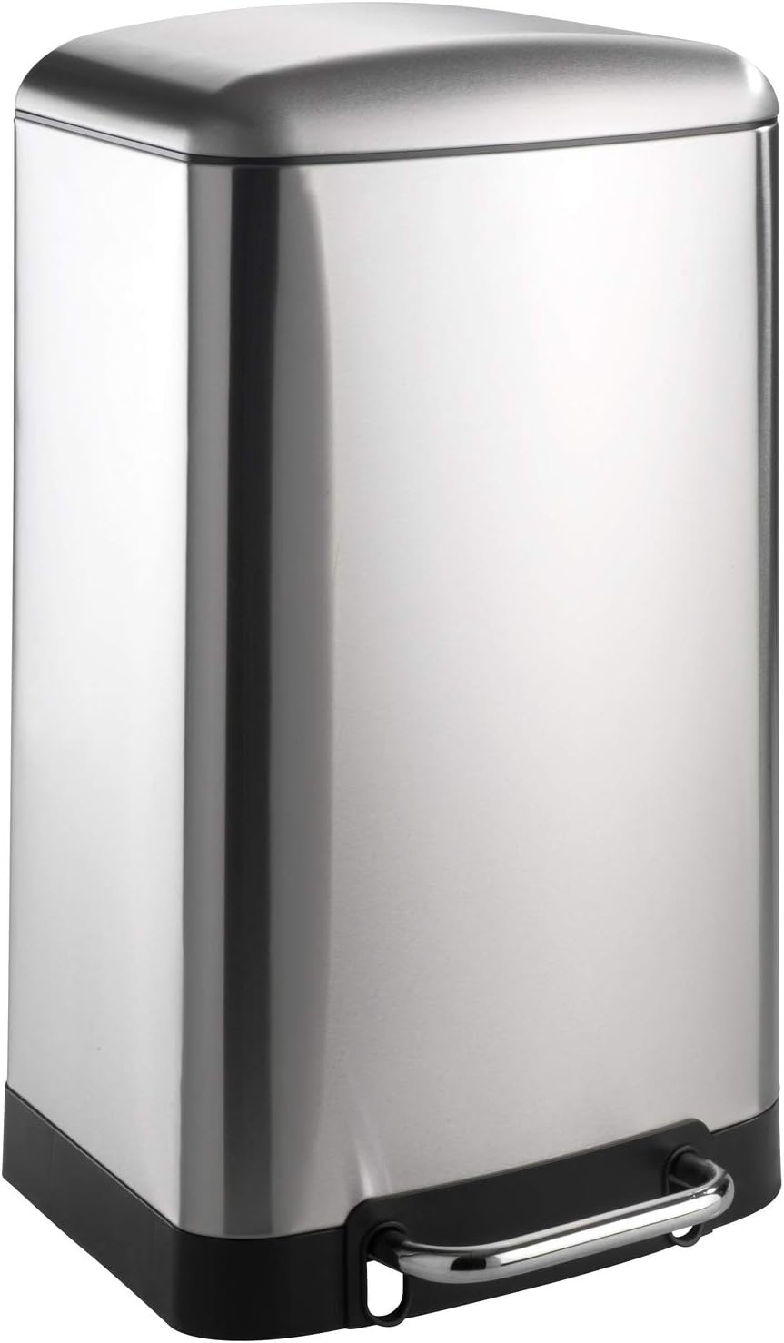 WENKO Studio 8 Gallon, Kitchen, for Home, Foot Pedal Trash, Soft-Close, Step-On, Garbage Can, Touchless, 13.4