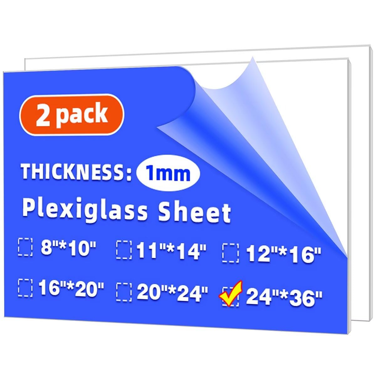 Photo 1 of (2 Pack) 24" x 36" Plexiglass Sheets 1mm Thick, Clear Acrylic Sheets Panel Cut to Size Plexiglass Acrylic Board, Cut with Engraver, Power Saw or Hand Tools, No Laser Cut.