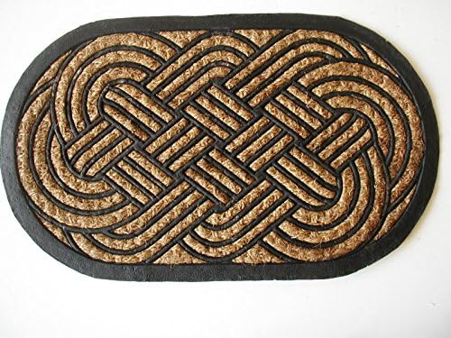 Geo Crafts Rubber Backed Flat Weave Oval Lovers Knot Doormat