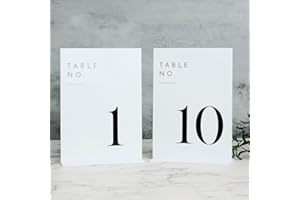 JINMURY White Wedding Table Numbers 1-10 with Stands, 5"x7" White Acrylic Table Numbers, Perfect for Wedding Reception, Party
