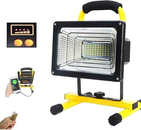 fnhgng foco led recargable portatil 100w lampara proyector bateria led con control remoto brillo de 4 modos bateria de litio incorporada 26800