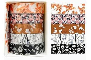 5 Rolls Floral Washi Tape Set Decorative Tapes Scrapbook Stickers Junk Journaling Supplies for Scrapbooking DIY Arts and Craf