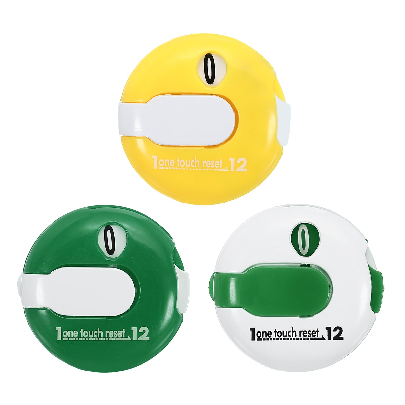 PATIKIL Golf Score Counter, 3 Pack Mini Golf Shot Stroke Attachment Counter Clicker Clip for Golfers Glove Bag Hat, Green White/White Green/Yellow White