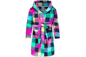 RUOGU Kids Bathrobe Hooded Plush Fleece Robe for Girls Boys