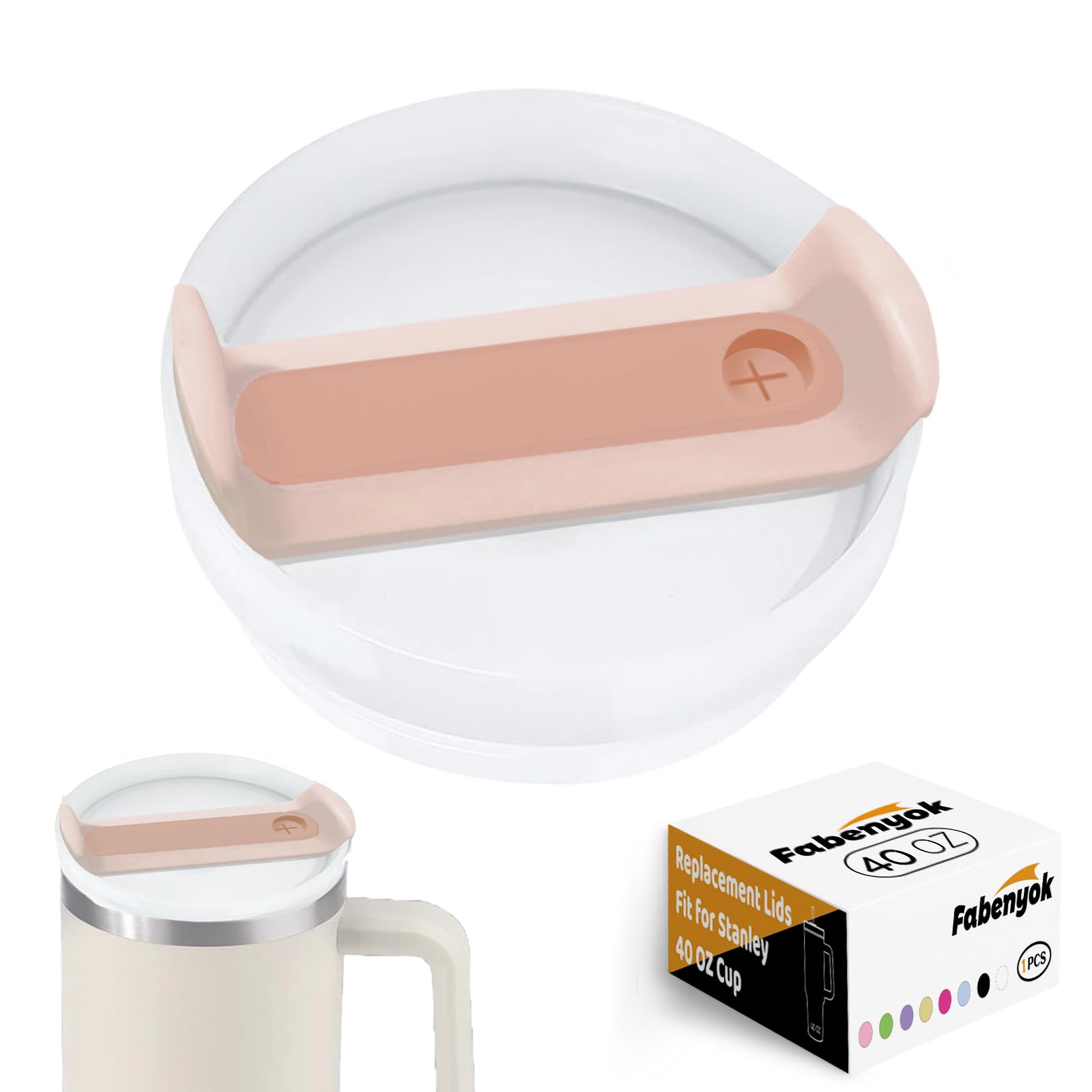 Photo 1 of 40 OZ Tumbler Lid Replacement Fit for Stanley Cup, 1 Pack Replacement Lids, Spill Proof Tumbler Covers for Stanley Cup Accessories (Opaque - Rose Quartz)