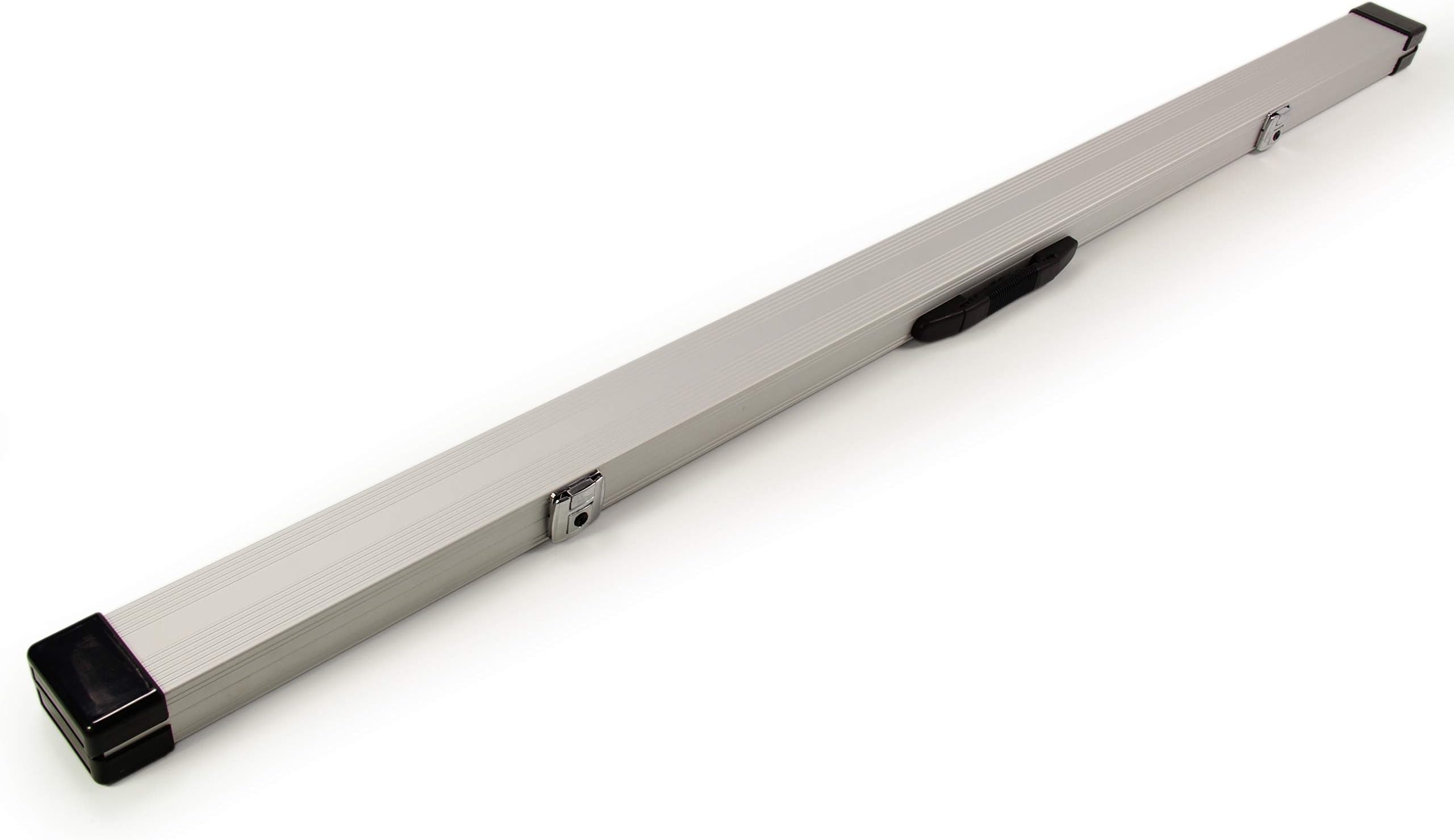 Funky Chalk 1 Piece Wide SILVER Aluminium Lightweight Lockable Snooker Cue Case - Hold 2 Cues