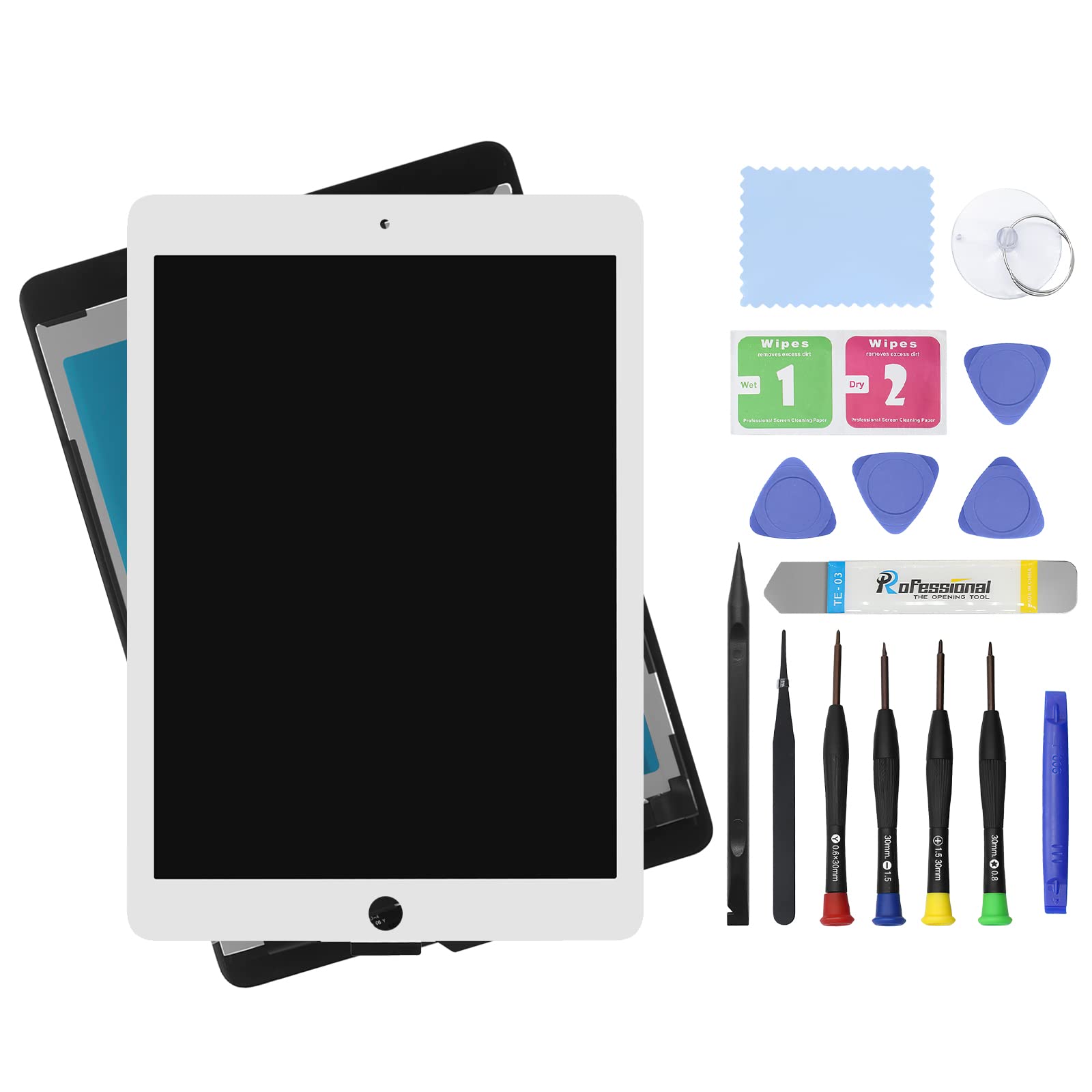 Photo 1 of 9.7" LCD Screen Replacement for iPad air 2 2nd Generation A1566 A1567 Display LCD Assembly and Glass Touch Digitizer Premium Repair Kit (White)