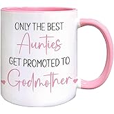 QASHWEY Godmother Coffee Mug, Godmothers Gifts, Aunties Aunt Gifts, Pregnancy Announcement CoffeeMug Tea Cup Gift for Friends Women, Promoted to Godmother Coffee Cups Ceramic 11oz(Pink)