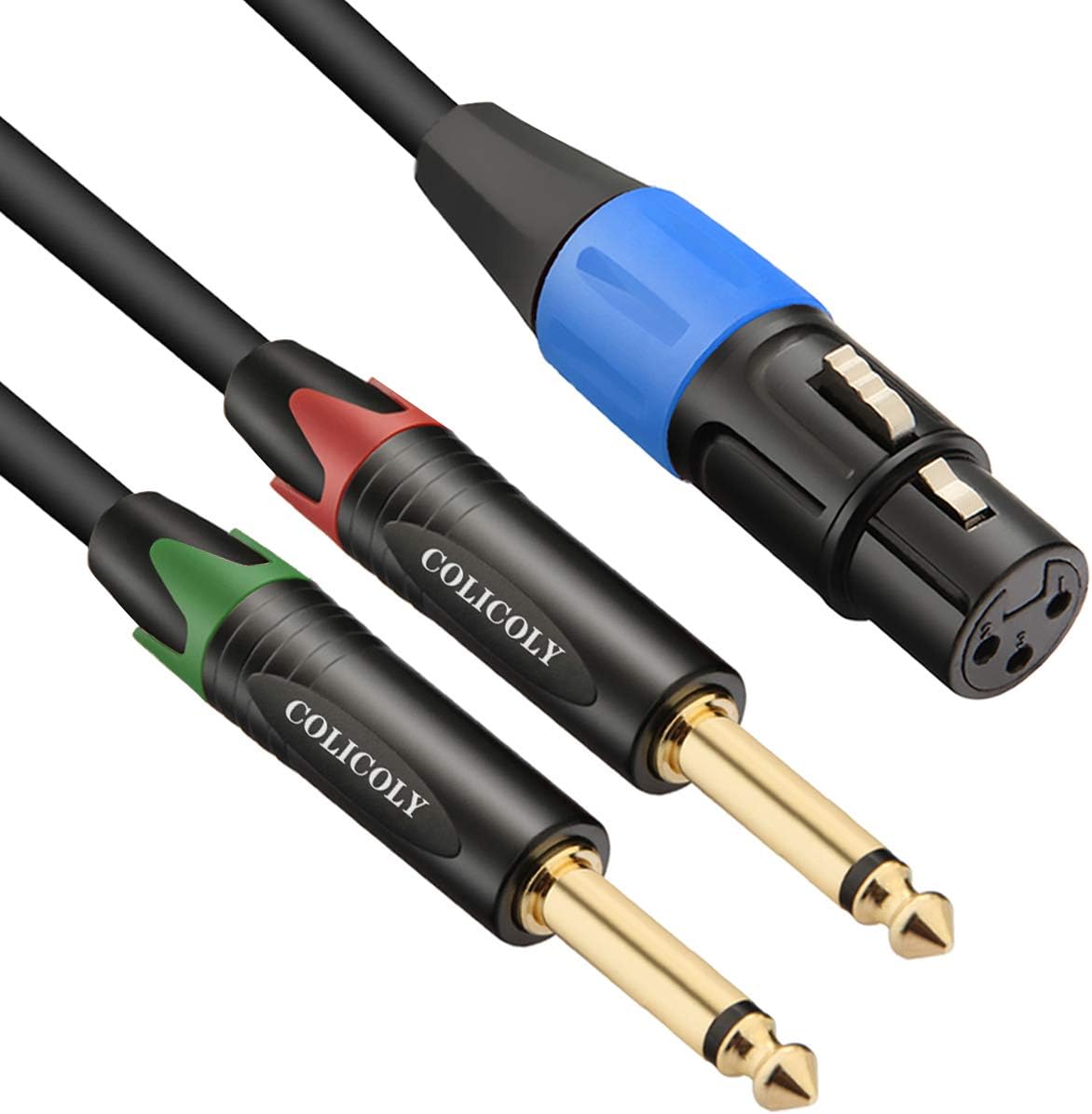 COLICOLY Female XLR to Dual 1/4 inch TS Mono Y Splitter