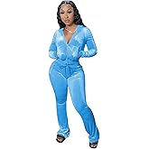 yidengymx Womens 2 Piece Velour Tracksuit Two Piece Outfits for Women Long Sleeve Zip Up Crop Tops Sweatpants Sets Pockets