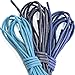 DailyShoes Women's Round Waxed Shoelaces Ox Flat Dress Canvas Sneaker Shoe Laces (Three Pair) (Great for Hiking Shoes), Blue, Navy, Royal Blue