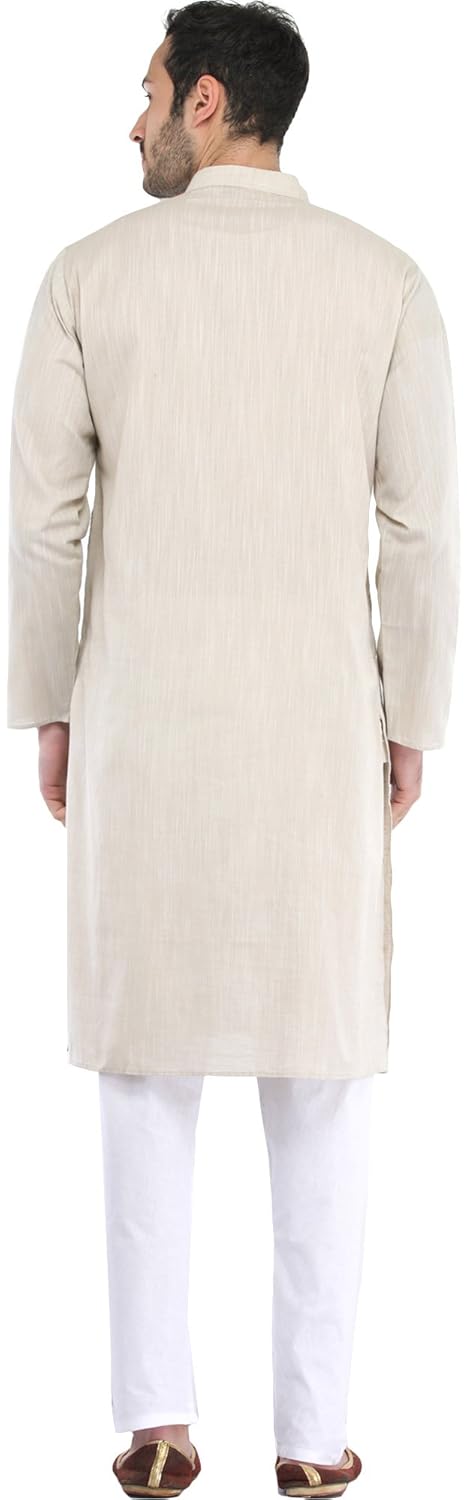 exotic india plain khadi kurta with white pyjama set