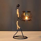 Keyohome 2Pcs Candle Holders Table Decor Retro Black Iron Little Girl Shaped view 3