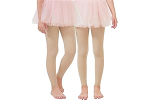 Zando 2 Pairs Girls Footless Ballet Tights Kids Ultra Soft Dance Sockings Toddler Stretch Gymnastics Leggings Pantyhose