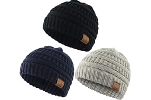 Durio Unisex Baby Beanie - Soft & Warm Knit Toddler Winter Hat, Stretchy Cap Fit for Infant to Toddler Girl Boy (6-36 Months)