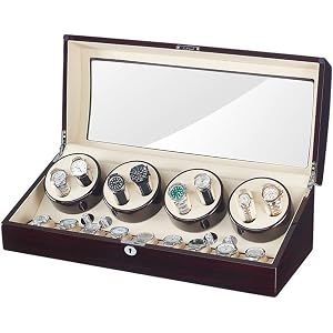 8+9 Watch Winder Box - 4 Rotation Modes, Large Capacity, Ultra-Silent Motor, Perfect for Men's & Women's Watches, Premium Wat