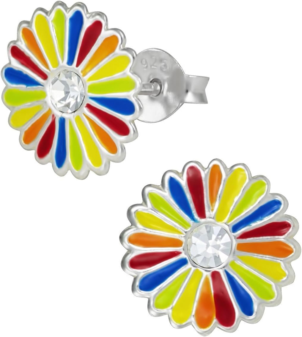 Amazon Com Hypoallergenic Sterling Silver Rainbow Flower With