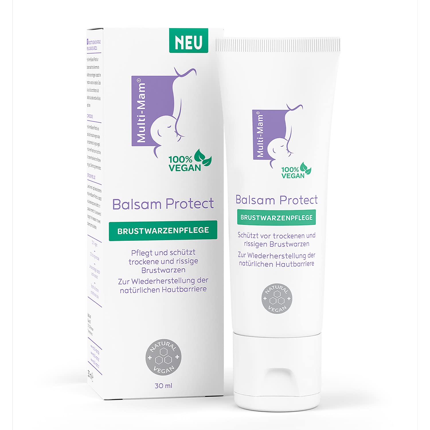 Multi-Mam Balm Nipple Cream, Protect Nipples From Breastfeeding, Soothes Irritated and Cracked Nipples, Use Before and After Breastfeeding, 30 ml Tube