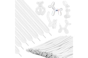 SERENEGLOW 260 Balloons 100Pcs White Long Balloons for Tying Balloon Arch, Thickening Latex Twisting Balloon Animal Garland Modeling Wedding Birthday Christmas Party Decorations