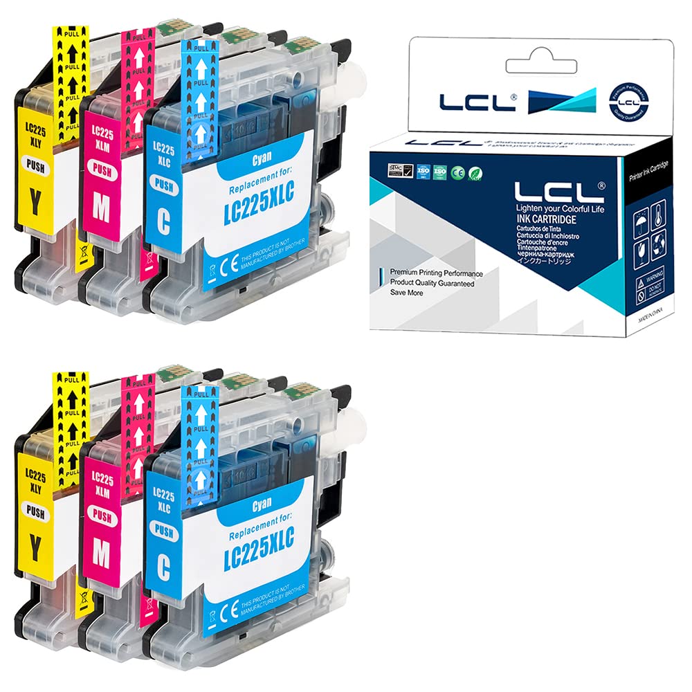 LCL LC225 Ink Cartridge Compatible with Brother LC225 LC225XL LC225XLC LC225XLM LC225XLY for MFC-J4420DW J4620DW J4625DW DCP-J4120DW MFC-J5320DW J5620DW J5625DW J5720DW (2Cyan 2Magenta 2Yellow)