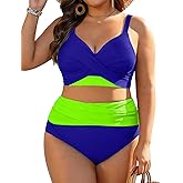 Women's Plus Size High Waisted Bikini - Two Piece Swimsuit Tummy Control Bathing Suit 2025 Twist Swimwear